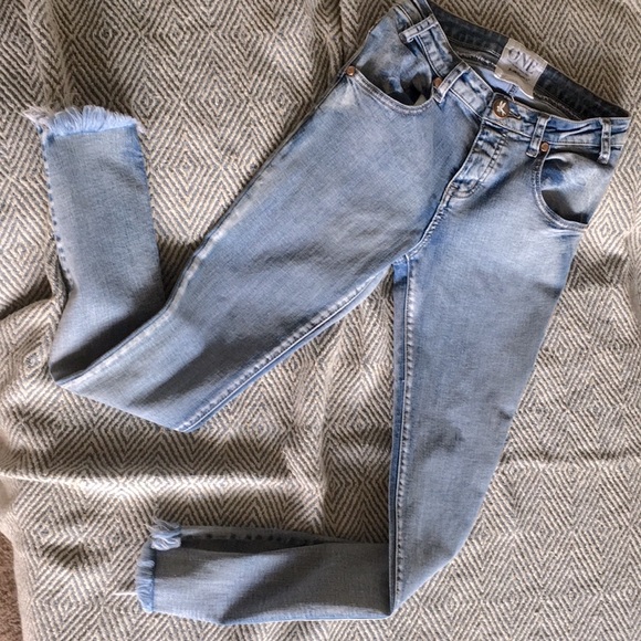 ONE TEASPOON DENIM “YARD BIRDS” SKINNY JEANS HIDDEN BUTTON FLY RAW HEM - Picture 2 of 15